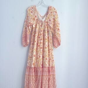 NWT Billabong Endless Sunset floral long blouson sleeve scoop neck maxi dress S